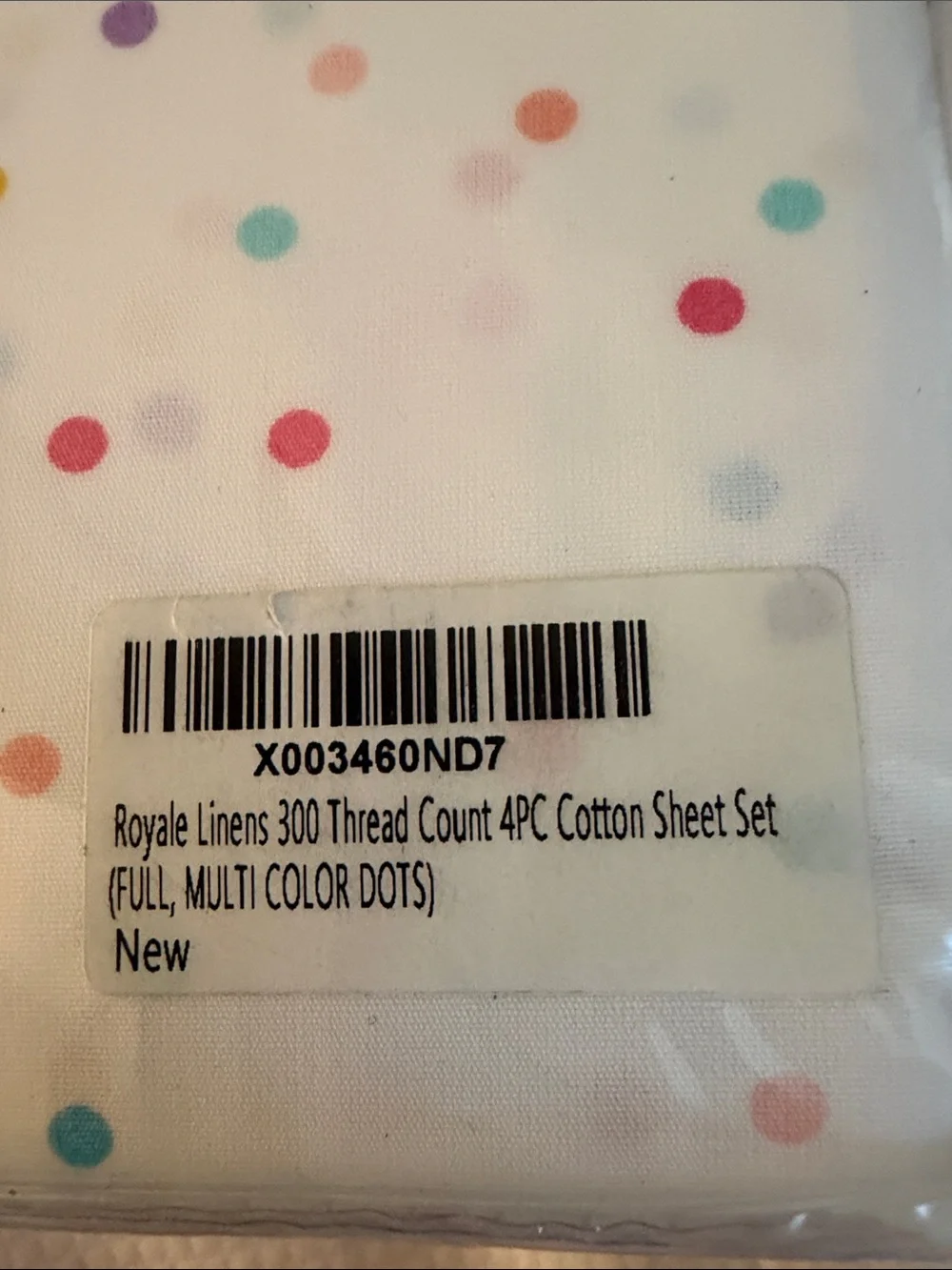 NWT 4 pc 100% Premium Cotton white with polka dots Sheet Set Full 300 thread ct